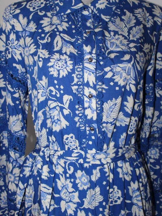 NWT MISS JUNE Paris Long Morgane Collared Belted Dress One Size - Picture 5 of 8